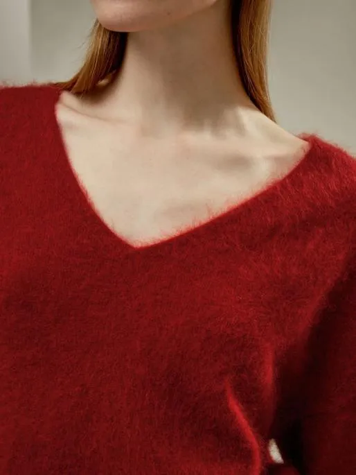Lilysilk Cropped VNeck Cashmere Sweater Women Knitwear