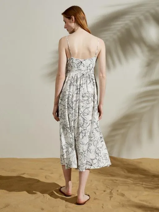 Lilysilk Floral Pattern VNeck Sleeveless Silk Dress 100 Mulberry Silk Women Jumpsuits Dresses