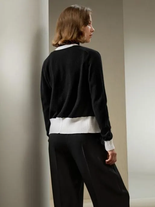 Lilysilk Gemini Cashmere Cardigan With Contrasting Hem Women Knitwear