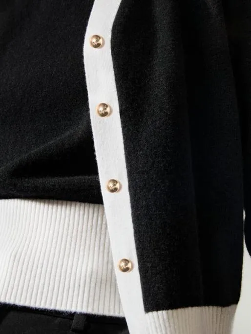 Lilysilk Gemini Cashmere Cardigan With Contrasting Hem Women Knitwear