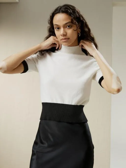 Lilysilk Gemini Mock Neck Cashmere Shirt Women Knitwear