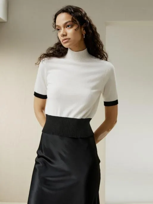 Lilysilk Gemini Mock Neck Cashmere Shirt Women Knitwear