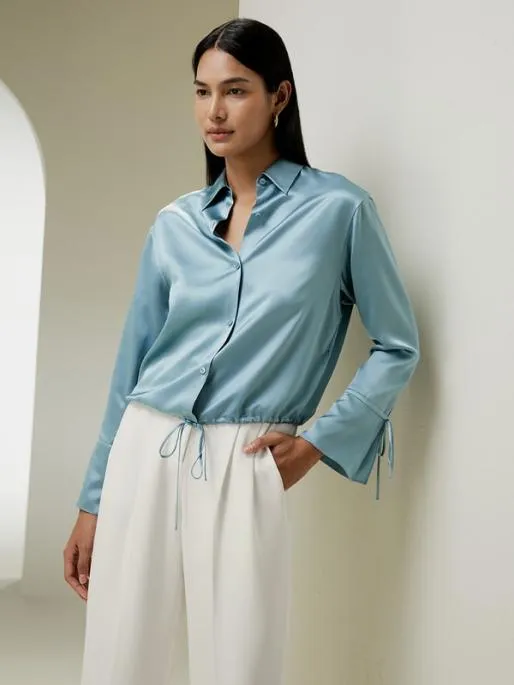 Lilysilk LILYSILK X NATASHA Silk Blouse With Drawstring Women Blouses Shirts