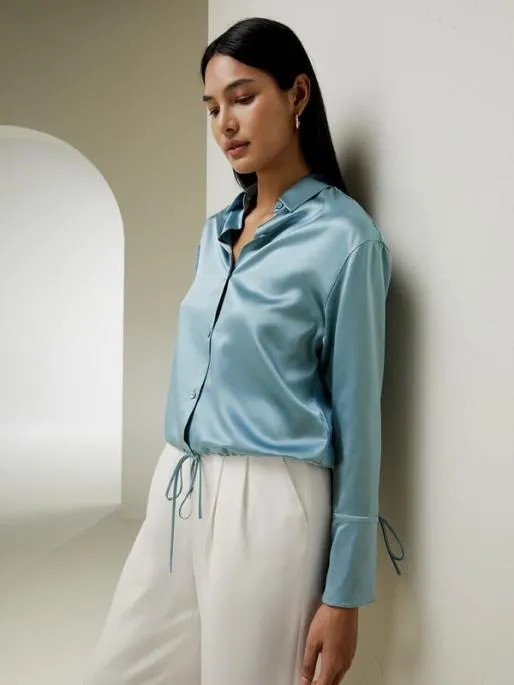 Lilysilk LILYSILK X NATASHA Silk Blouse With Drawstring Women Blouses Shirts