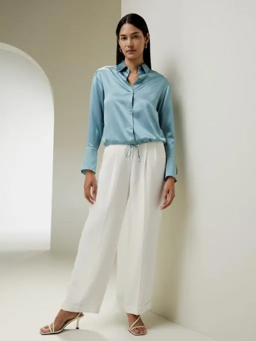 Lilysilk LILYSILK X NATASHA Silk Blouse With Drawstring Women Blouses Shirts