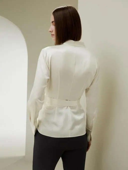 Lilysilk LILYSILK X NATASHA Silk Wrap Blouse Women Blouses Shirts
