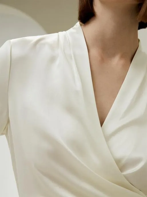 Lilysilk LILYSILK X NATASHA Silk Wrap Blouse Women Blouses Shirts