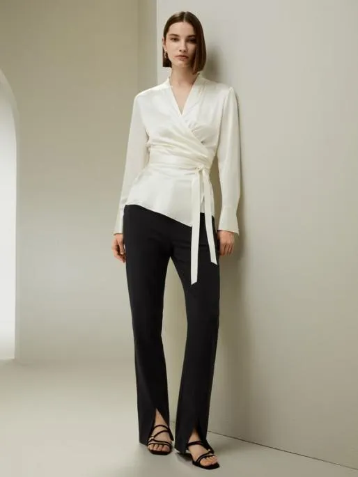 Lilysilk LILYSILK X NATASHA Silk Wrap Blouse Women Blouses Shirts