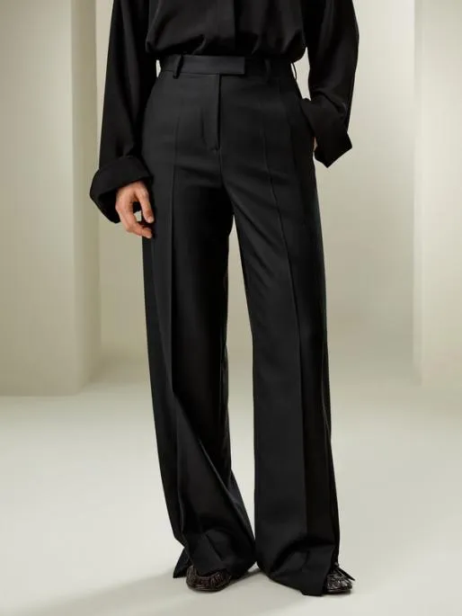 Lilysilk Machine Washable Wool Silk Blend Straight Leg Pants Women Bottoms
