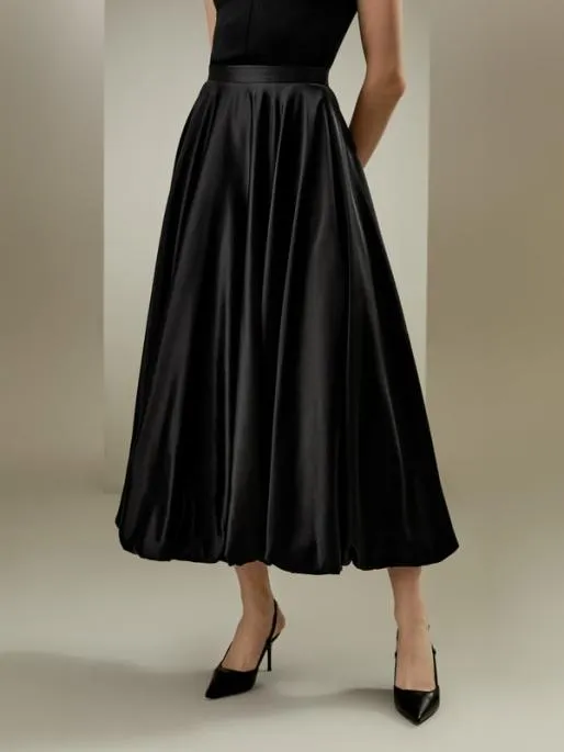 Lilysilk Maxi Bubble Umbrella Silk Skirt Women Bottoms