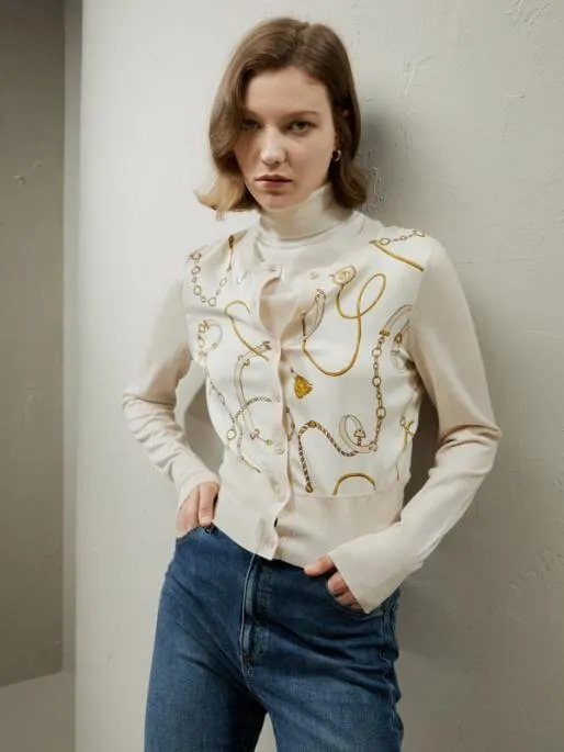 Lilysilk Merino Wool Cardigan With Louisville Silk Front Women Knitwear