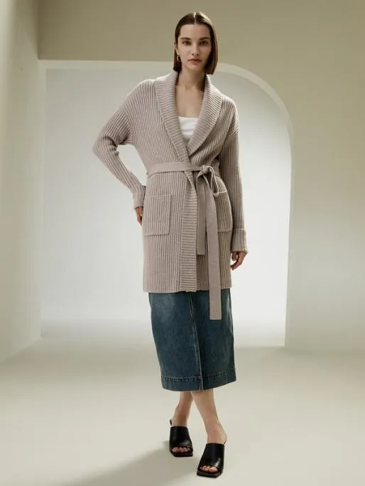 Lilysilk Merino Wool Shawl Collar Cardigan Women Jumpsuits Knitwear