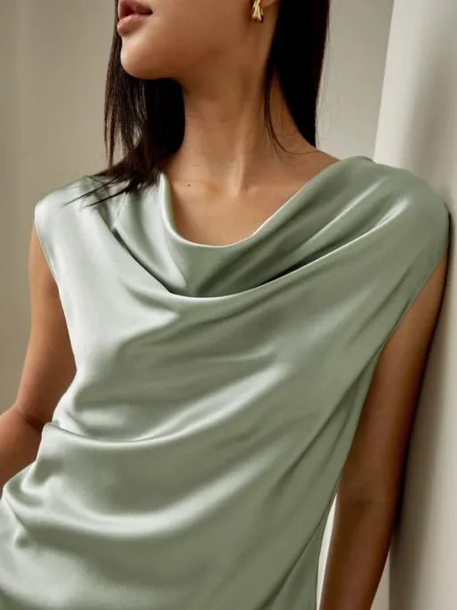 Lilysilk Minimalist Design Cowlneck Sleeveless Blouse MustHave Silk Tops Women Tops
