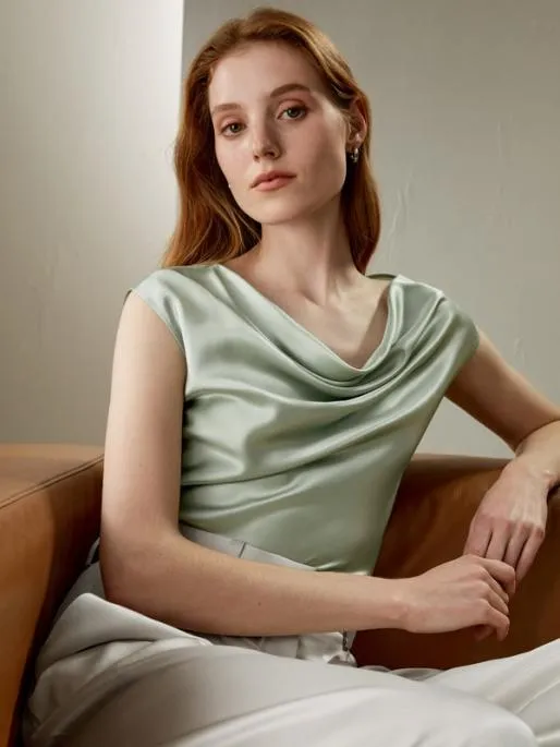 Lilysilk Minimalist Design Cowlneck Sleeveless Blouse MustHave Silk Tops Women Tops