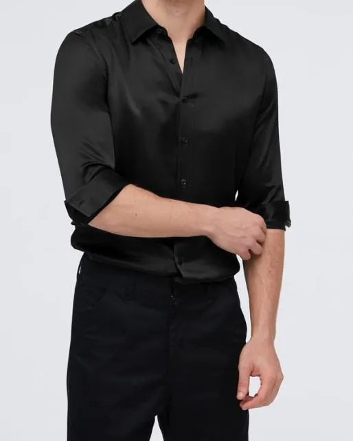 Lilysilk Mulberry Silk Basic Mens Shirt Men Shirts