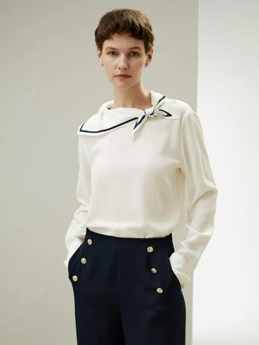 Lilysilk Nautical Collar Silk Shirt 8211 Classic Style For Women Women Blouses Shirts