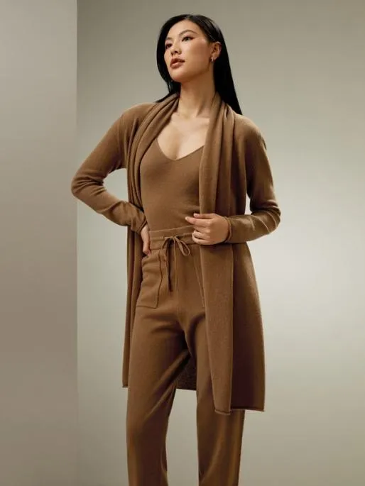 Lilysilk Pure Cashmere Pile Collar Relaxed Fit Cardigan Women Knitwear