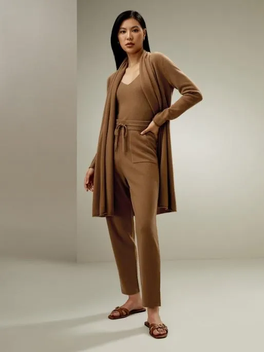 Lilysilk Pure Cashmere Pile Collar Relaxed Fit Cardigan Women Knitwear