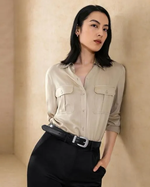 Lilysilk Sandwashed Silk Shirt With Epaulettes Women Blouses Shirts