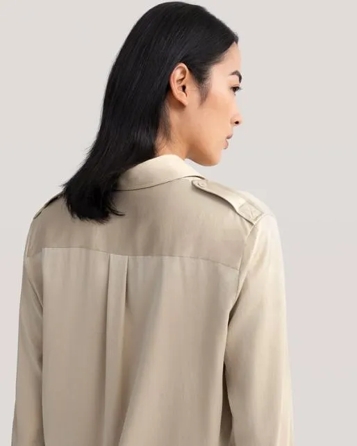 Lilysilk Sandwashed Silk Shirt With Epaulettes Women Blouses Shirts