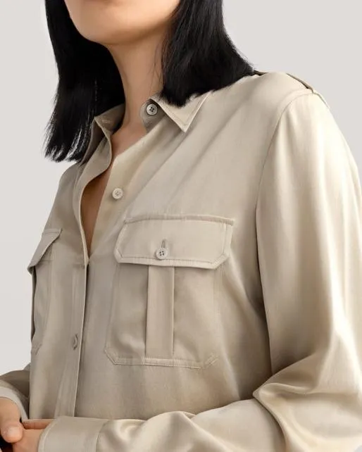 Lilysilk Sandwashed Silk Shirt With Epaulettes Women Blouses Shirts