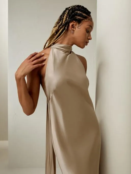 Lilysilk Satin Halter Midi Dress 8211 Elegant And Versatile Clothing For All Occasions Women Jumpsuits Dresses