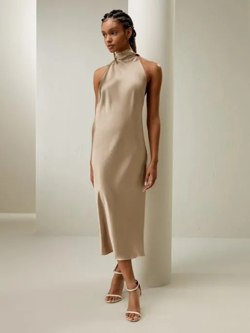 Lilysilk Satin Halter Midi Dress 8211 Elegant And Versatile Clothing For All Occasions Women Jumpsuits Dresses
