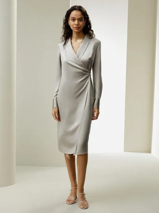 Lilysilk Shawl Collar Silk Wrap Dress Women Jumpsuits Dresses