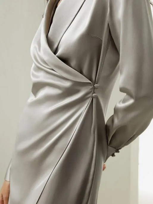 Lilysilk Shawl Collar Silk Wrap Dress Women Jumpsuits Dresses