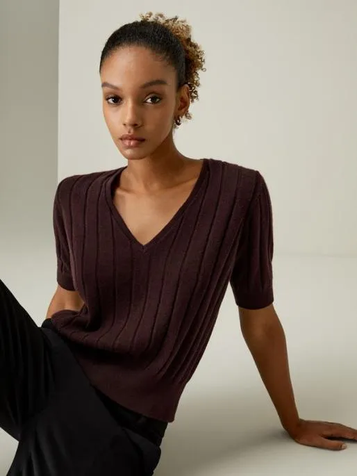 Lilysilk Short Sleeve VNeck Cashmere Tshirt Women Essentials