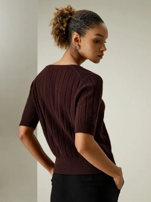 Lilysilk Short Sleeve VNeck Cashmere Tshirt Women Essentials
