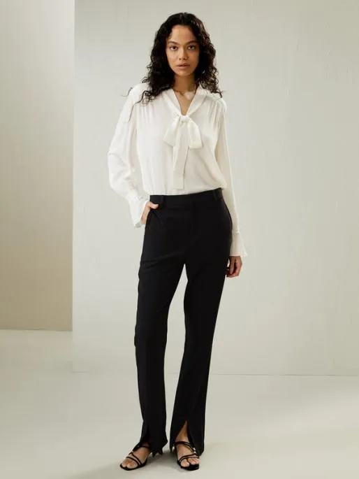 Lilysilk Silk Vneck Ribbon Blouse Women Blouses Shirts