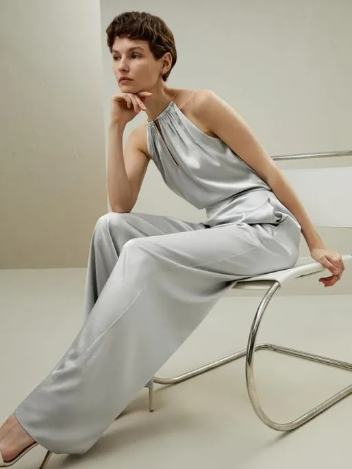 Lilysilk Stylish Silk Halter Neck Wide Leg Jumpsuit Women Jumpsuits Dresses