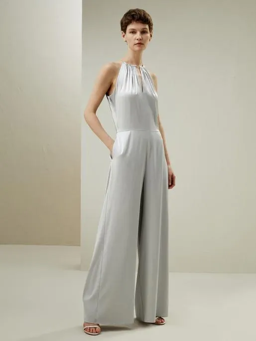 Lilysilk Stylish Silk Halter Neck Wide Leg Jumpsuit Women Jumpsuits Dresses
