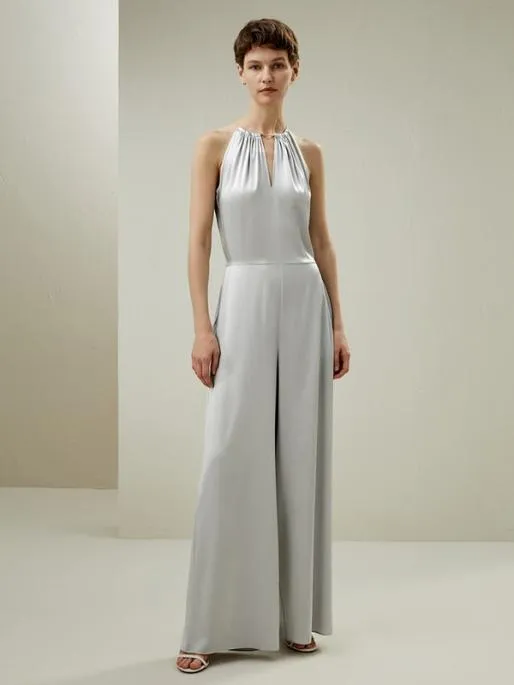 Lilysilk Stylish Silk Halter Neck Wide Leg Jumpsuit Women Jumpsuits Dresses