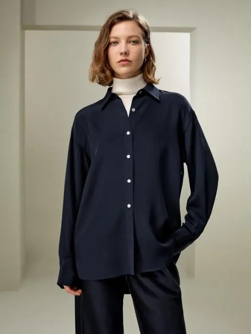 Lilysilk The One Relaxed Classic Fit Oversized Silk Shirt Women Blouses Shirts