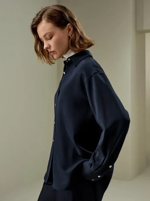 Lilysilk The One Relaxed Classic Fit Oversized Silk Shirt Women Blouses Shirts