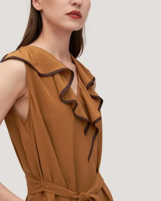 Lilysilk VNeck Sleeveless Silk Orchid Dress Women Jumpsuits Dresses