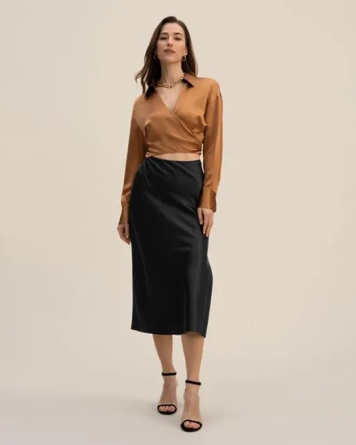Lilysilk Womenx27s Pure 100 Silk Wrapover Shirt Crop Top Women Blouses Shirts