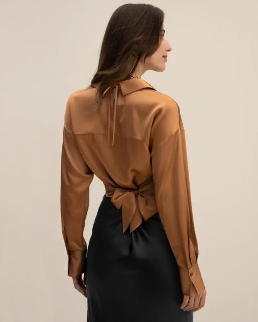 Lilysilk Womenx27s Pure 100 Silk Wrapover Shirt Crop Top Women Blouses Shirts