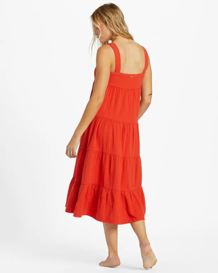 Linda Midi Dress Red Aloha Women Billabong Midi Dresses