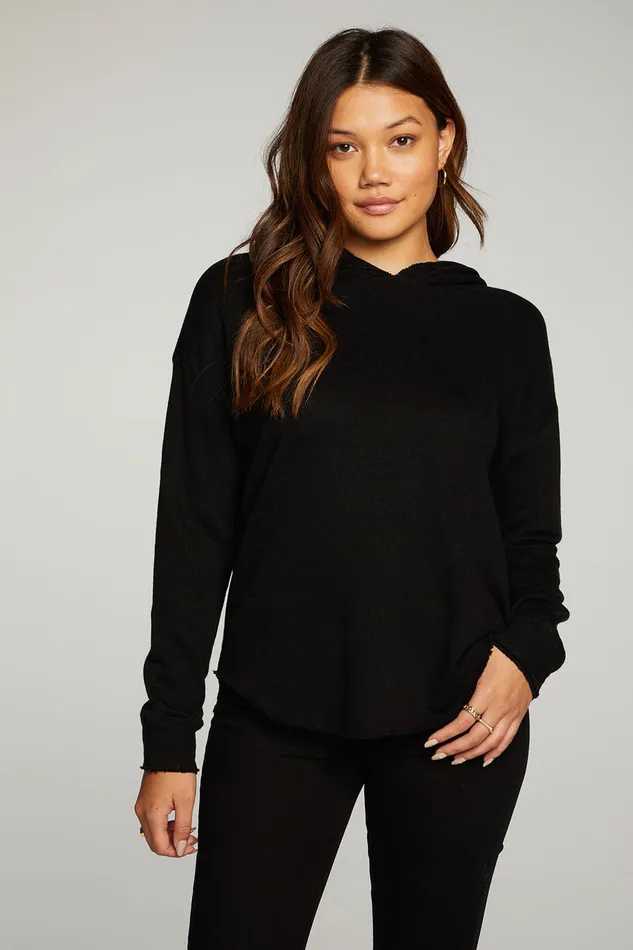 Linen French Terry Long Sleeve Shirttail Pullover Hoodie Loungewear Chaser Brand Womens