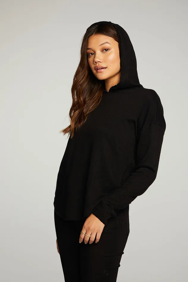 Linen French Terry Long Sleeve Shirttail Pullover Hoodie Loungewear Chaser Brand Womens
