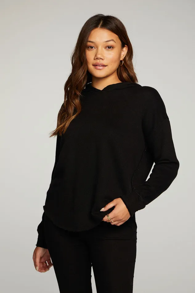 Linen French Terry Long Sleeve Shirttail Pullover Hoodie Loungewear Chaser Brand Womens