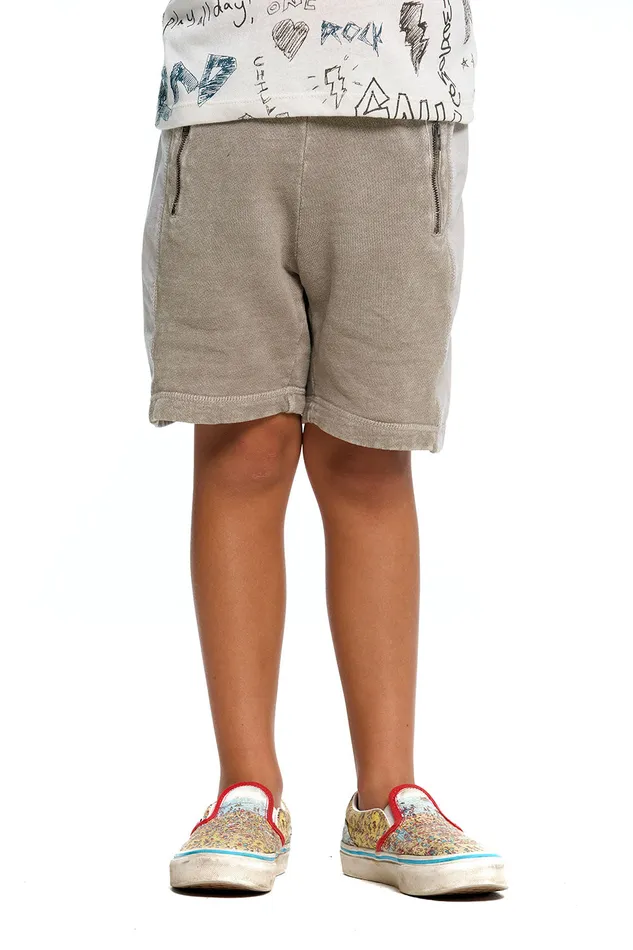 Linen French Terry With Heirloom Wovens And Rib Zipper Bottoms Chaser Brand Boys
