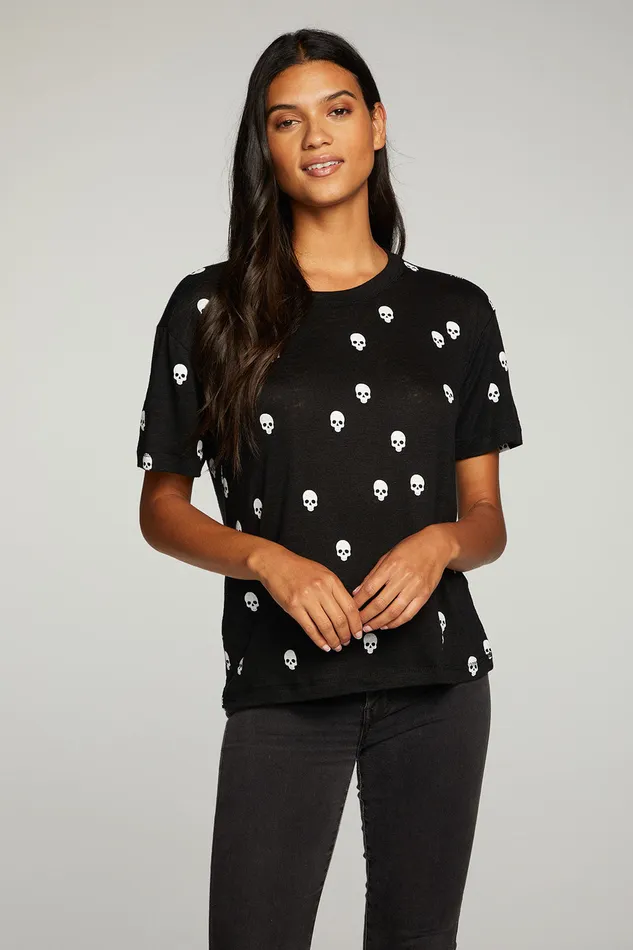 Linen Jersey Short Sleeve Crew Neck Easy Tee Womens Tops Chaser Brand