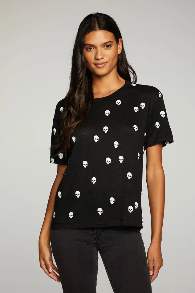 Linen Jersey Short Sleeve Crew Neck Easy Tee Womens Tops Chaser Brand