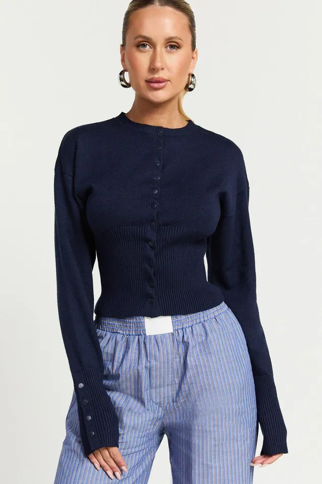 Lioness 8211 Head In The Clouds Cardigan In Navy Women Showpo Sweaters and Cardigans