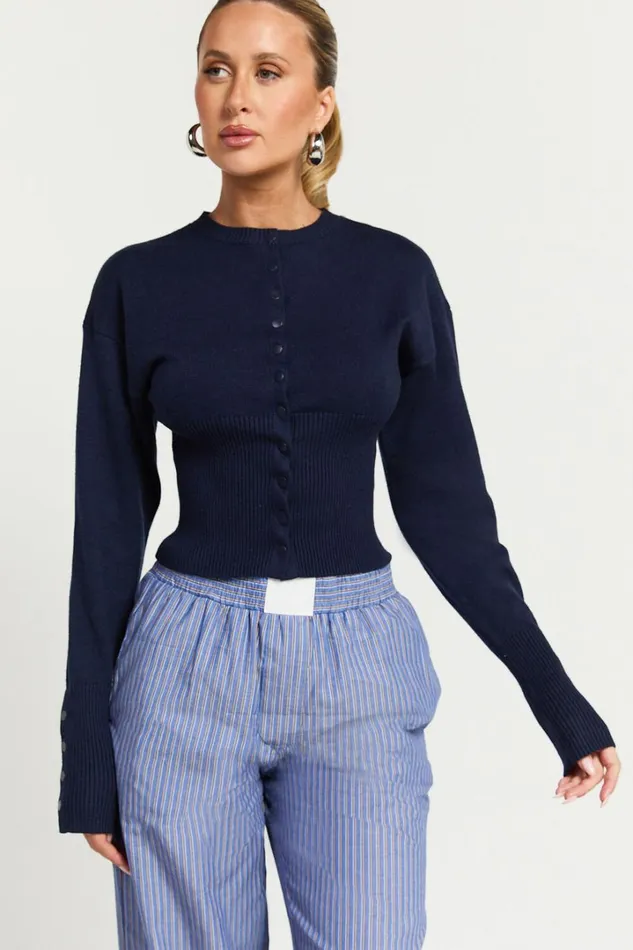 Lioness 8211 Head In The Clouds Cardigan In Navy Women Showpo Sweaters and Cardigans