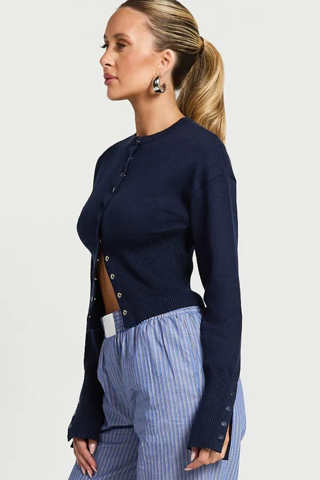 Lioness 8211 Head In The Clouds Cardigan In Navy Women Showpo Sweaters and Cardigans